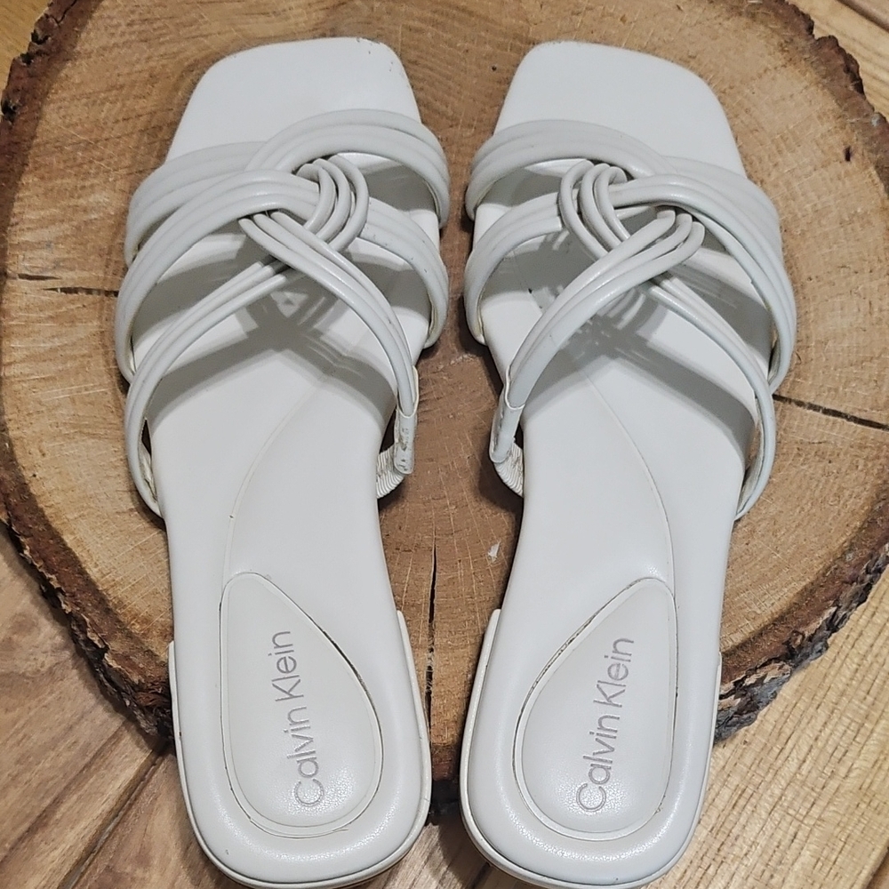 Calvin Klein White Minimalist Sandals